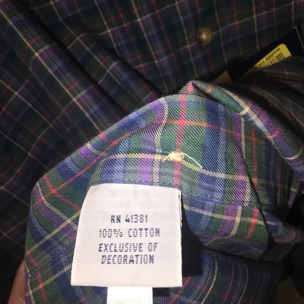 Ralph Lauren Button Down Shirt 2XB Mens Blue Green Plaid Classic Fit NWT